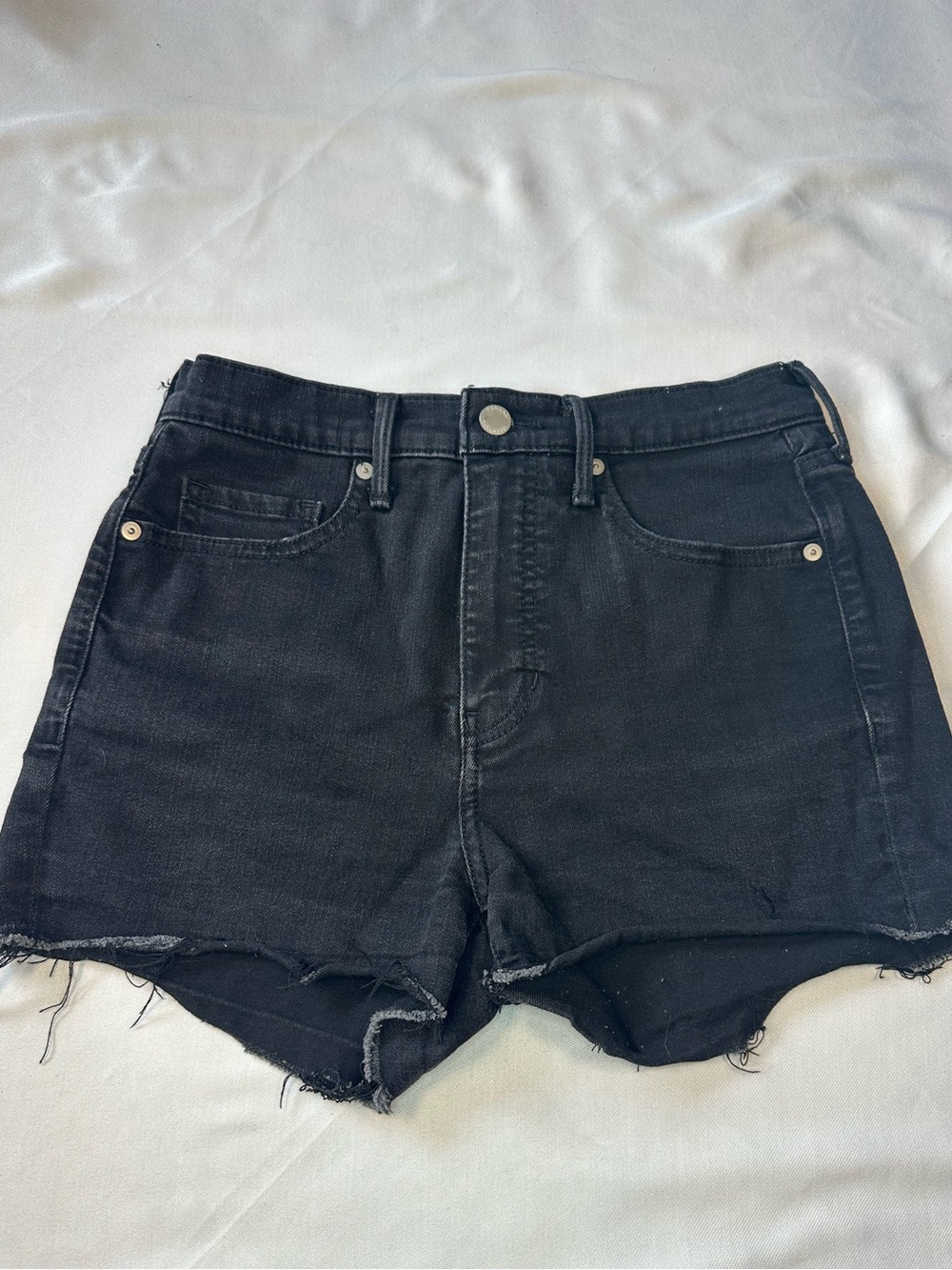 Banana Republic Black High-Rise Frayed Hem Women's Denim Shorts